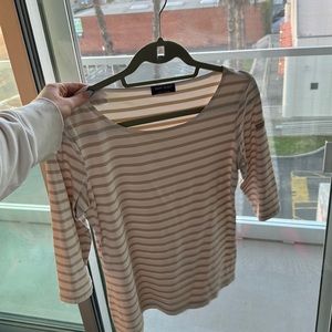 Saint James Beige White Stripped Top Small